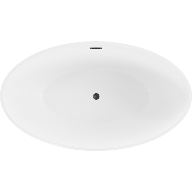 Mexen Nike freistehende Badewanne 175 x 100 cm, weiß/schwarz, schwarzer Überlauf - 54071751075-70