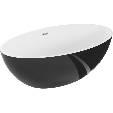 Mexen Nike freistehende Badewanne 175 x 100 cm, weiß/schwarz, Überlauf gebürsteter Nickel - 54071751075-97