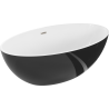 Mexen Nike freistehende Badewanne 175 x 100 cm, weiß/schwarz, Überlauf gebürsteter Nickel - 54071751075-97