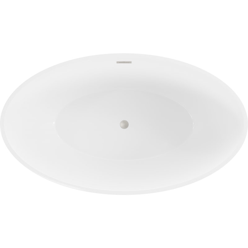 Mexen Nike freistehende Badewanne 175 x 100 cm, weiß/schwarz, Überlauf gebürsteter Nickel - 54071751075-97