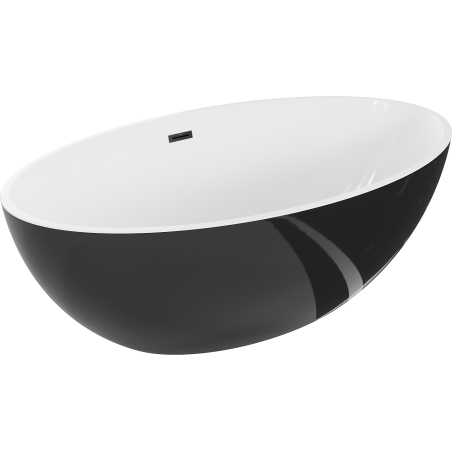 Mexen Nike freistehende Badewanne 175 x 100 cm, weiß/schwarz, schwarzer Überlauf - 54071751075-70
