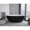 Mexen Nike freistehende Badewanne 175 x 100 cm, weiß/schwarz, Überlauf gebürsteter Nickel - 54071751075-97
