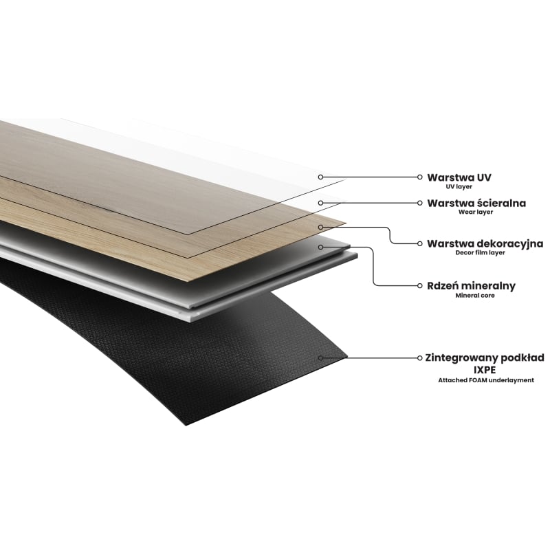 Mexen Hialeah  Vinylpaneele 1240 x 182 mm SPC 6,5 mm, Unterlage IXPE 1,5 mm, 4 V-Fuge, Katalapa - F1095-1240-182-505-4V1-09
