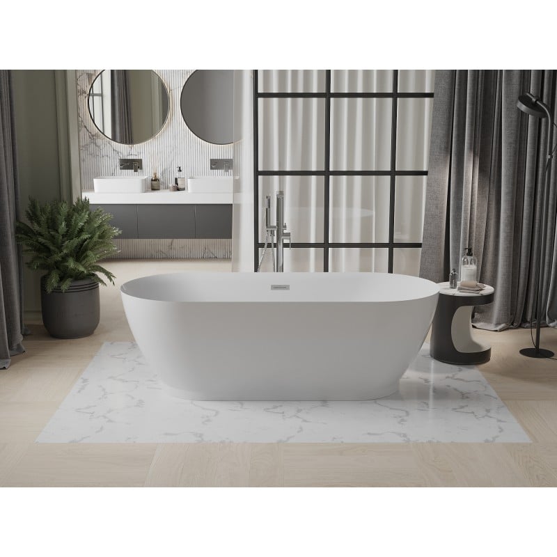 Mexen Roxy freistehende Badewanne 180 x 85 cm, weiß, Überlauf chrom - 51201808500-01