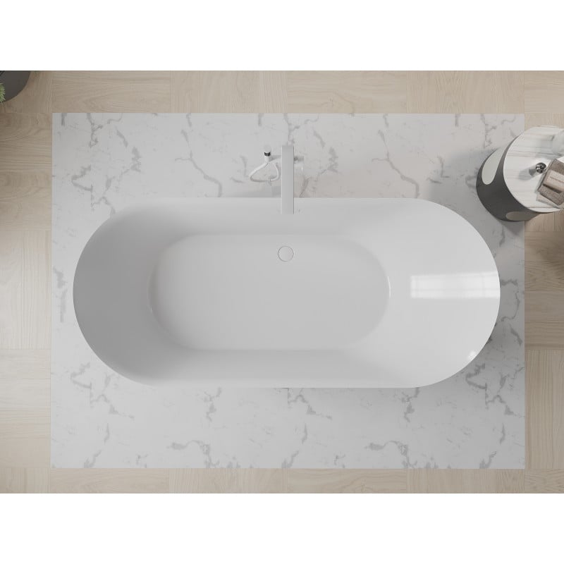 Mexen Roxy freistehende Badewanne 180 x 85 cm, weiß, Überlauf weiß - 51201808500-20