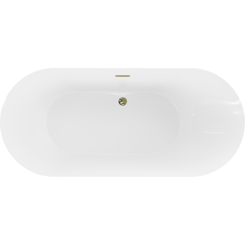 Mexen Roxy freistehende Badewanne 180 x 85 cm, weiß, Überlauf gold - 51201808500-50