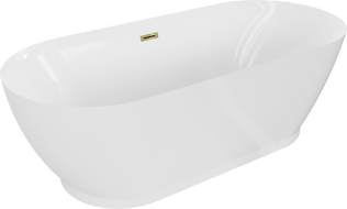 Mexen Roxy freistehende Badewanne 180 x 85 cm, weiß, Überlauf gold - 51201808500-50