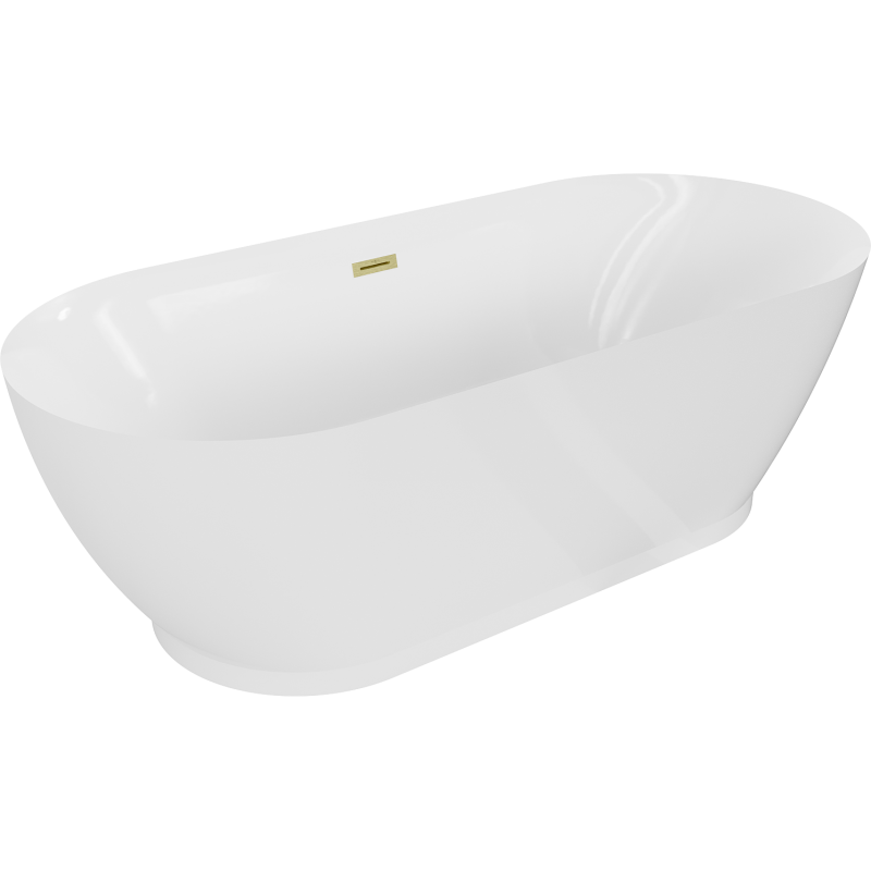 Mexen Roxy freistehende Badewanne 180 x 85 cm, weiß, Abfluss gebürstet Gold - 51201808500-55