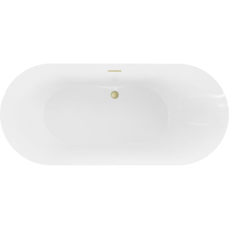 Mexen Roxy freistehende Badewanne 180 x 85 cm, weiß, Abfluss gebürstet Gold - 51201808500-55