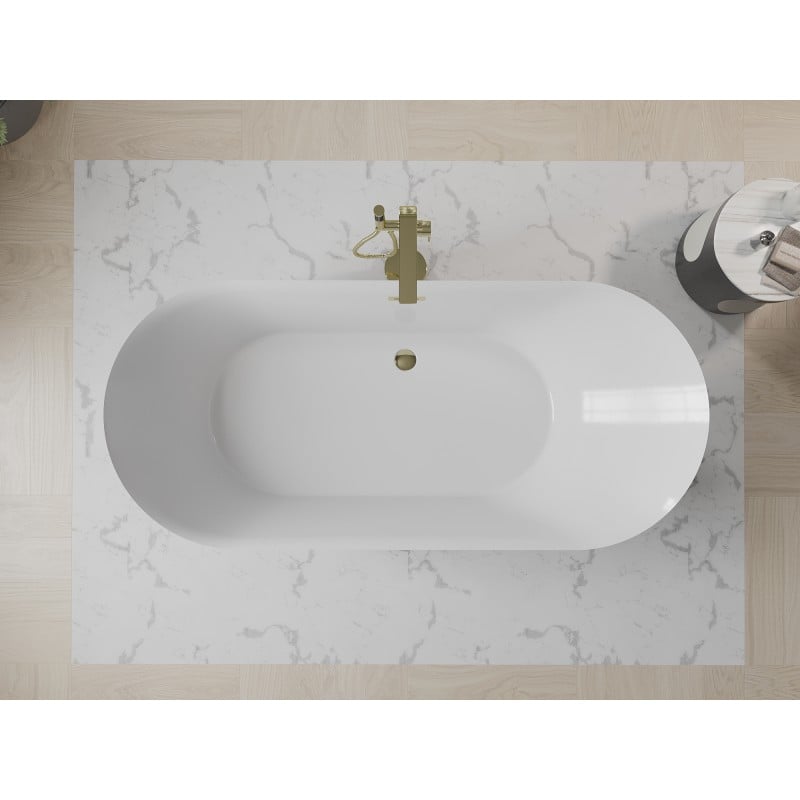 Mexen Roxy freistehende Badewanne 180 x 85 cm, weiß, Überlauf gold - 51201808500-50