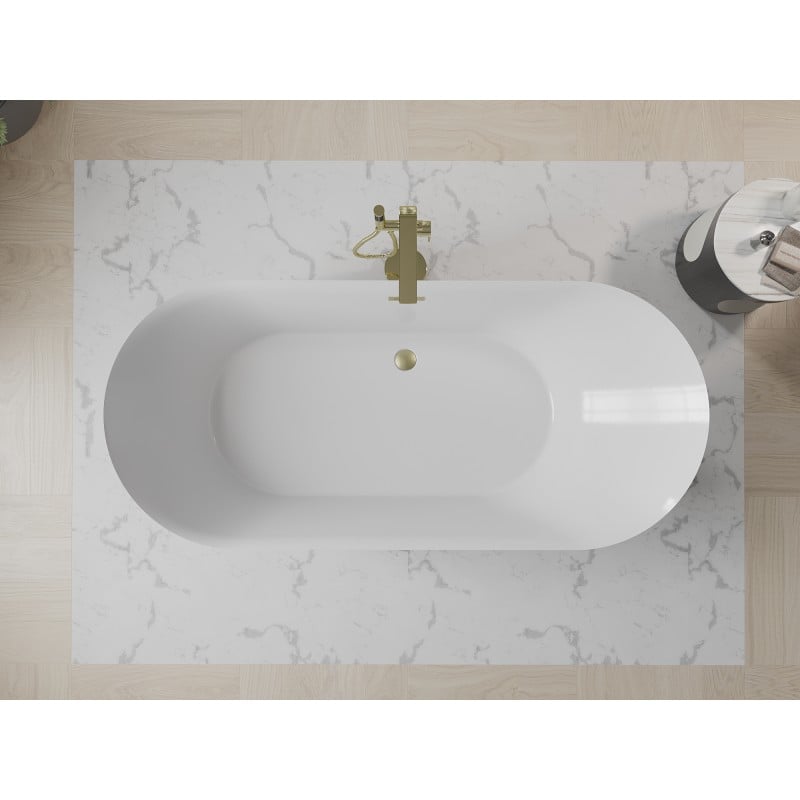 Mexen Roxy freistehende Badewanne 180 x 85 cm, weiß, Abfluss gebürstet Gold - 51201808500-55
