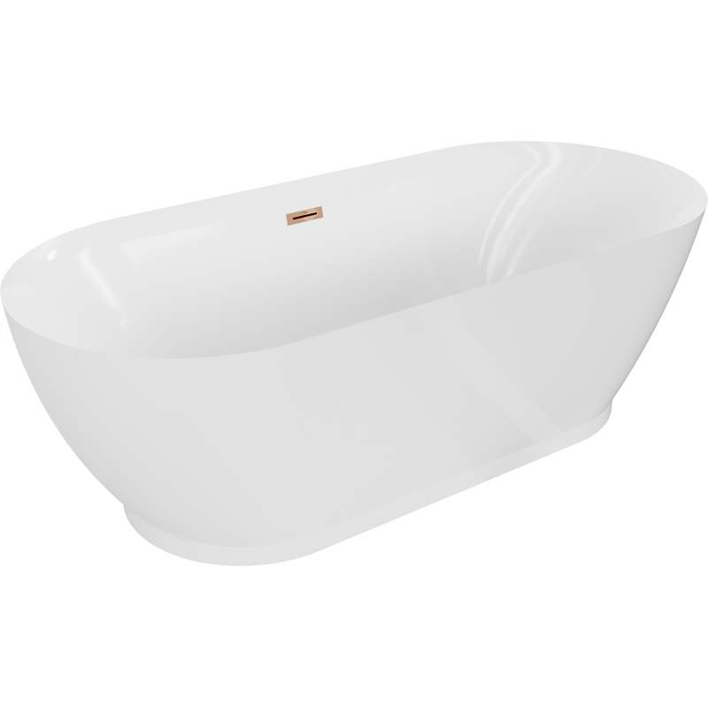 Mexen Roxy freistehende Badewanne 180 x 85 cm, weiß, Überlauf Roségold - 51201808500-60
