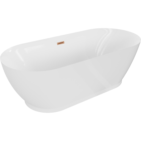 Mexen Roxy freistehende Badewanne 180 x 85 cm, weiß, Überlauf gebürstetes Kupfer - 51201808500-65