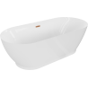 Mexen Roxy freistehende Badewanne 180 x 85 cm, weiß, Überlauf gebürstetes Kupfer - 51201808500-65