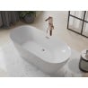 Mexen Roxy freistehende Badewanne 180 x 85 cm, weiß, Überlauf gebürstetes Kupfer - 51201808500-65