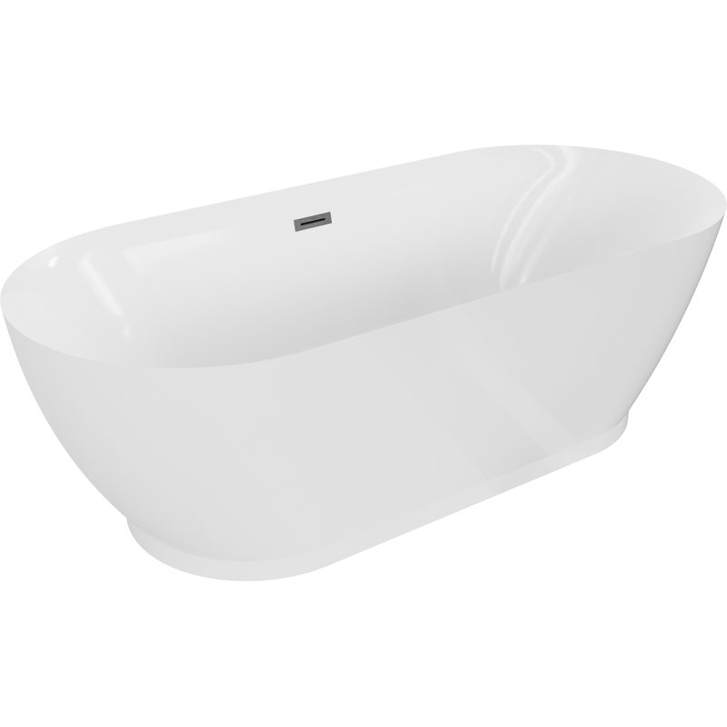 Mexen Roxy freistehende Badewanne 180 x 85 cm, weiß, Überlauf gun gray gebürstet - 51201808500-66