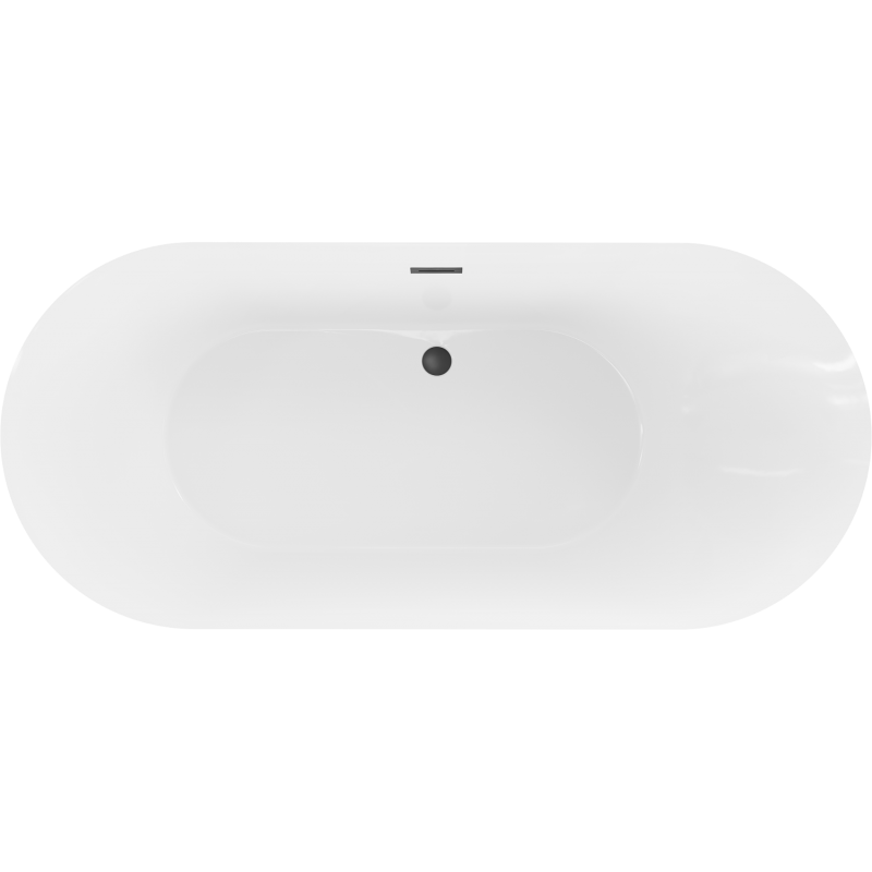 Mexen Roxy freistehende Badewanne 180 x 85 cm, weiß, Überlauf schwarz - 51201808500-70