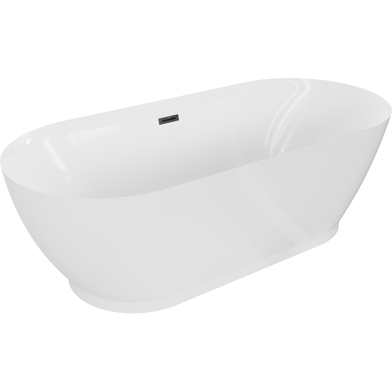 Mexen Roxy freistehende Badewanne 180 x 85 cm, weiß, Überlauf schwarz - 51201808500-70