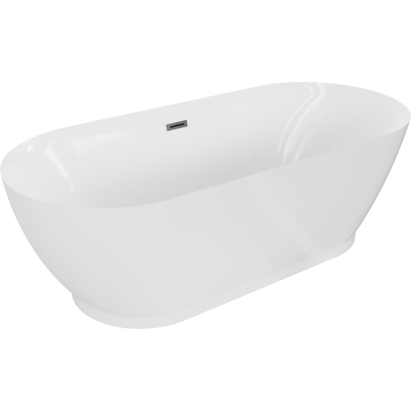 Mexen Roxy freistehende Badewanne 180 x 85 cm, weiß, Überlauf Gun Metal - 51201808500-95