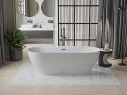 Mexen Roxy freistehende Badewanne 180 x 85 cm, weiß, Überlauf Gun Metal - 51201808500-95