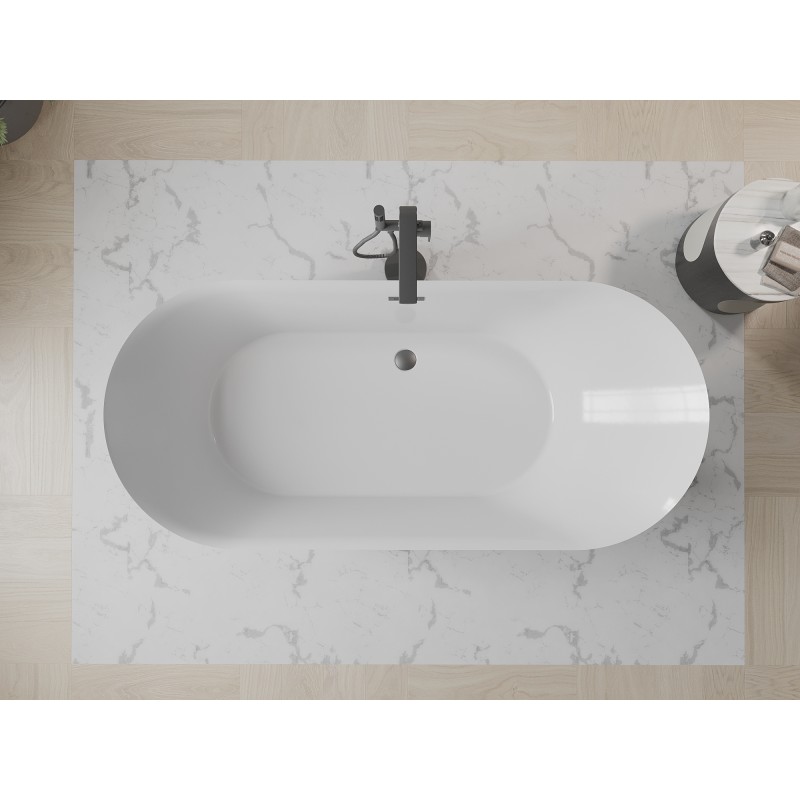 Mexen Roxy freistehende Badewanne 180 x 85 cm, weiß, Überlauf Gun Metal - 51201808500-95