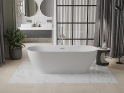 Mexen Roxy freistehende Badewanne 180 x 85 cm, weiß, Überlauf gebürstetes Nickel - 51201808500-97