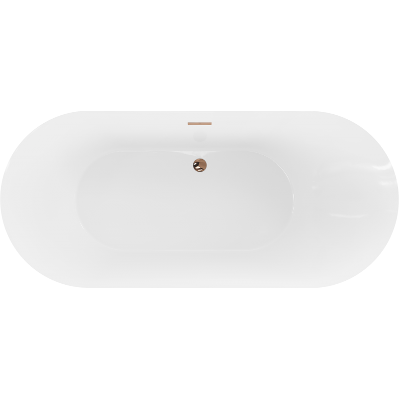 Mexen Roxy freistehende Badewanne 180 x 85 cm, weiß/schwarz, Überlauf roségold - 51201808575-60