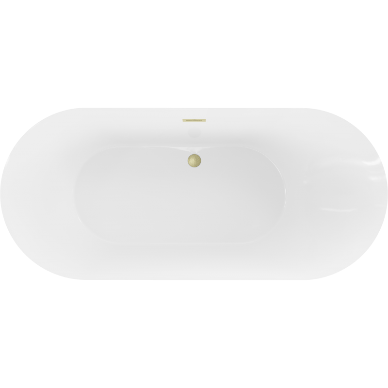 Mexen Roxy freistehende Badewanne 180 x 85 cm, weiß/schwarz, Überlauf in gebürstetem Gold - 51201808575-55