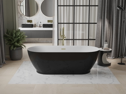 Mexen Roxy freistehende Badewanne 180 x 85 cm, weiß/schwarz, Überlauf gold - 51201808575-50