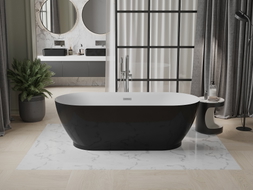 Mexen Roxy freistehende Badewanne 180 x 85 cm, weiß/schwarz, Überlauf Chrom - 51201808575-01