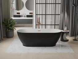 Mexen Roxy freistehende Badewanne 180 x 85 cm, weiß/schwarz, Ablauf gebürstetes Kupfer - 51201808575-65