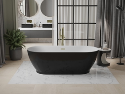 Mexen Roxy freistehende Badewanne 180 x 85 cm, weiß/schwarz, Überlauf in gebürstetem Gold - 51201808575-55