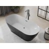 Mexen Roxy freistehende Badewanne 180 x 85 cm, weiß/schwarz, Überlauf gun gray gebürstet - 51201808575-66