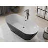 Mexen Roxy freistehende Badewanne 180 x 85 cm, weiß/schwarz, schwarzer Überlauf - 51201808575-70