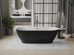 Mexen Roxy freistehende Badewanne 180 x 85 cm, weiß/schwarz, Überlauf gun gray gebürstet - 51201808575-66
