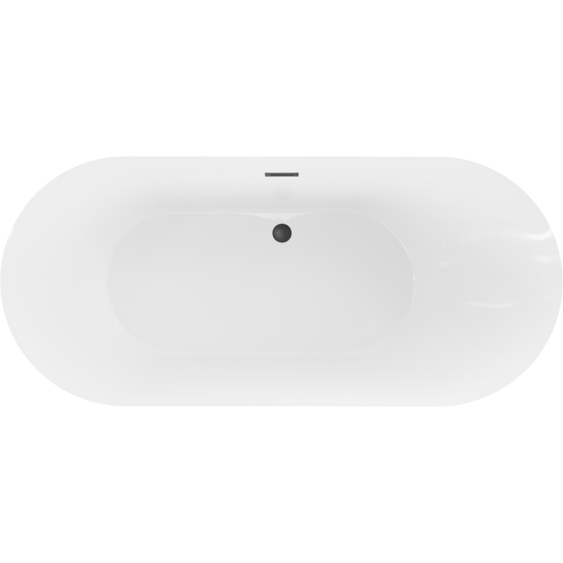 Mexen Roxy freistehende Badewanne 180 x 85 cm, weiß/schwarz, schwarzer Überlauf - 51201808575-70
