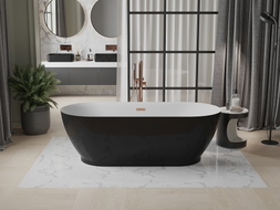 Mexen Roxy freistehende Badewanne 180 x 85 cm, weiß/schwarz, Überlauf roségold - 51201808575-60