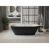 Mexen Roxy freistehende Badewanne 180 x 85 cm, weiß/schwarz, Überlauf gebürstetes Nickel - 51201808575-97