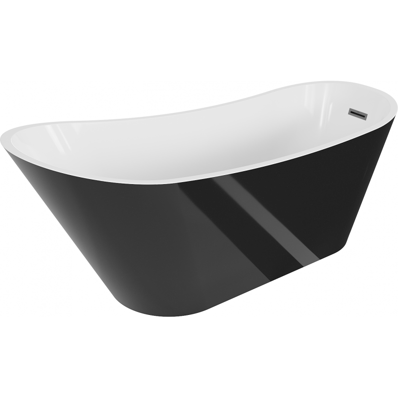 Mexen Alta freistehende Badewanne 170 x 75 cm, weiß/schwarz, Überlauf Gun Metal - 52141707575-95