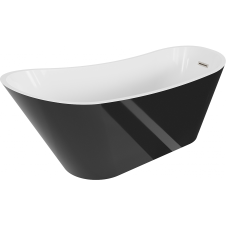 Mexen Alta freistehende Badewanne 170 x 75 cm, weiß/schwarz, gebürsteter Nickelüberlauf - 52141707575-97