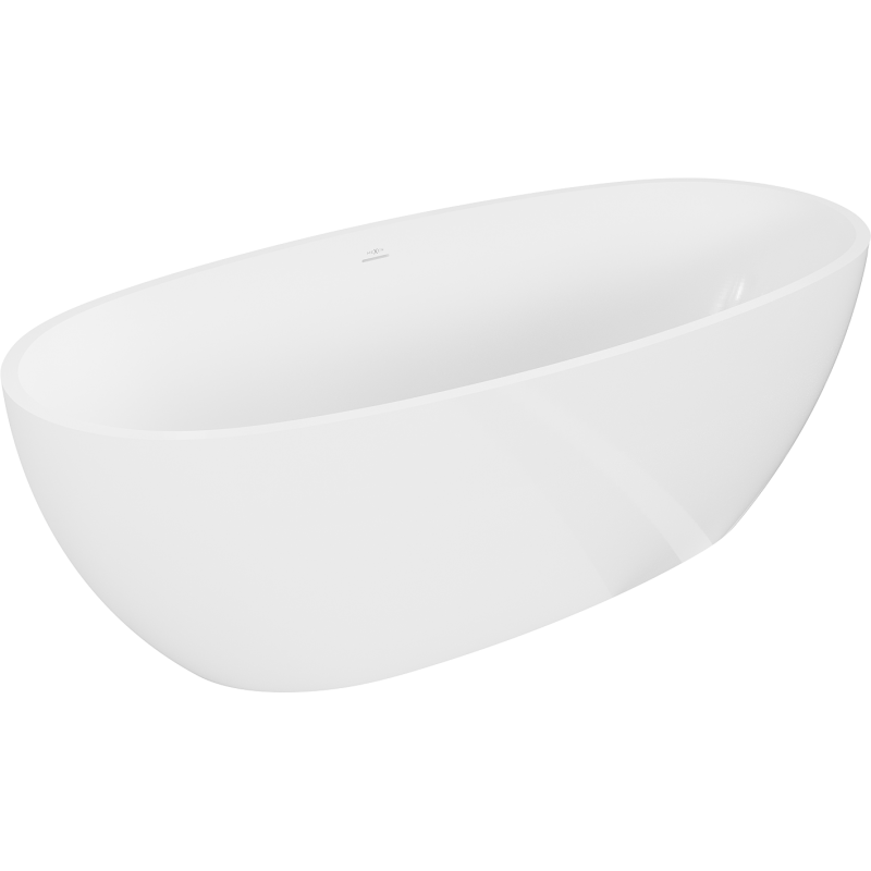 Mexen Torino freistehende Badewanne aus Konglomerat 155 x 78 cm, weiß glänzend - 57271557810