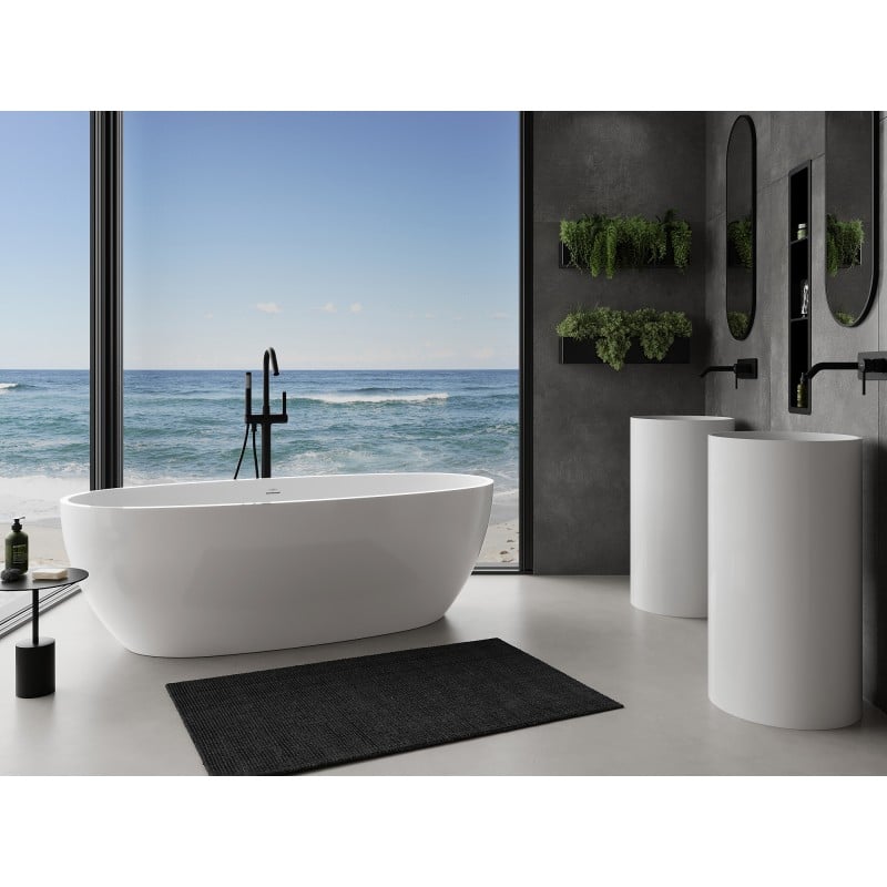 Mexen Torino freistehende Badewanne aus Konglomerat 155 x 78 cm, weiß glänzend - 57271557810