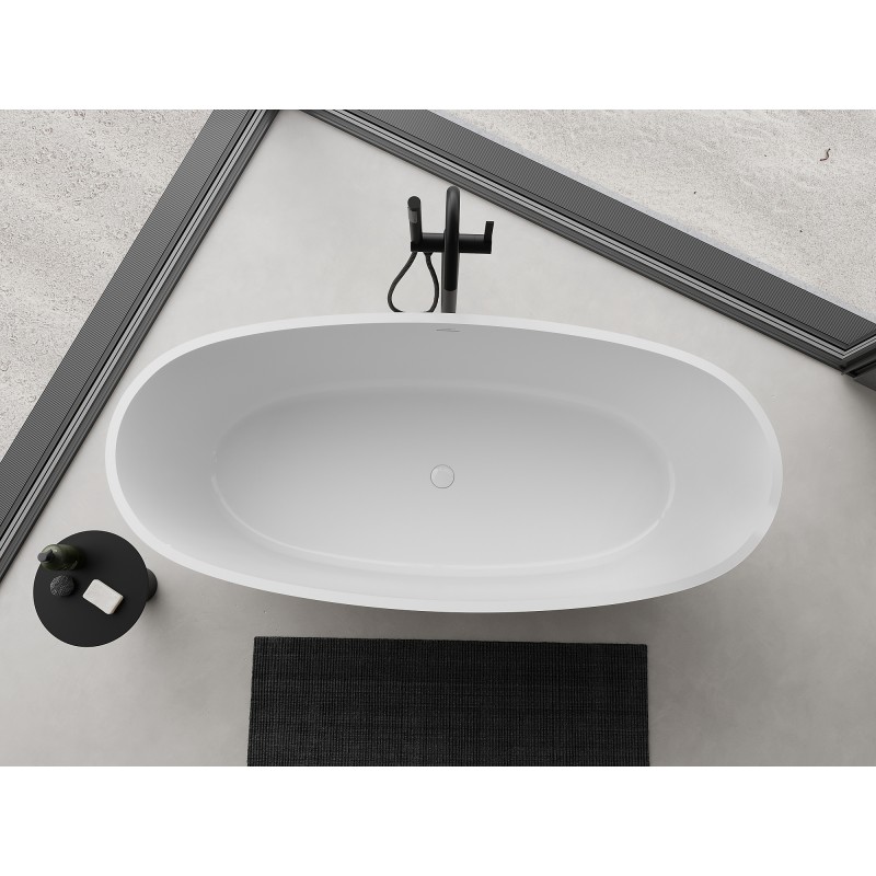 Mexen Torino freistehende Badewanne aus Konglomerat 155 x 78 cm, weiß glänzend - 57271557810