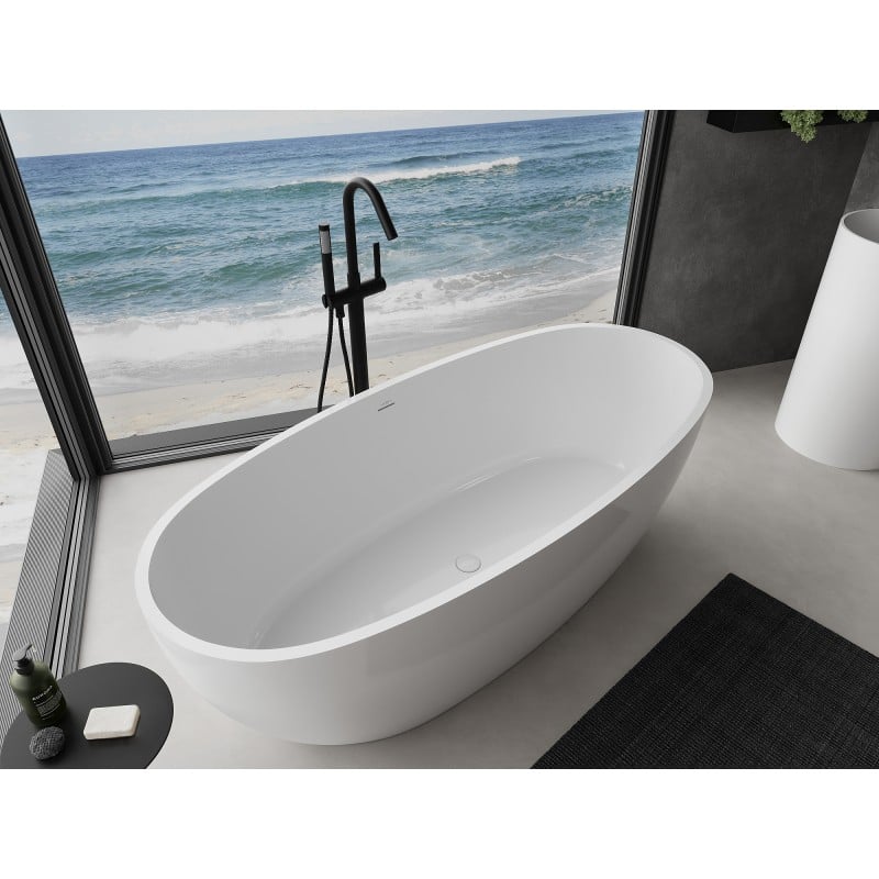 Mexen Torino freistehende Wanne aus Konglomerat 175 x 78 cm, weiß glänzend - 57271757810
