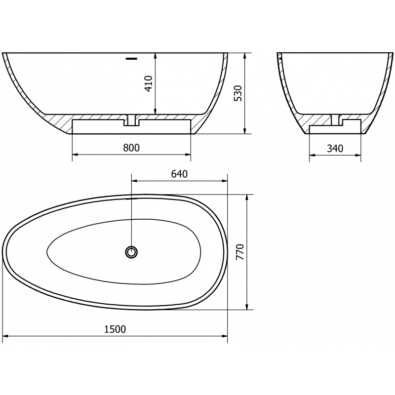 Mexen Imola freistehende Wanne aus Konglomerat 150 x 77 cm, weiß matt - 57281507600