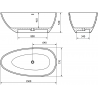 Mexen Imola freistehende Wanne aus Konglomerat 150 x 77 cm, weiß matt - 57281507600