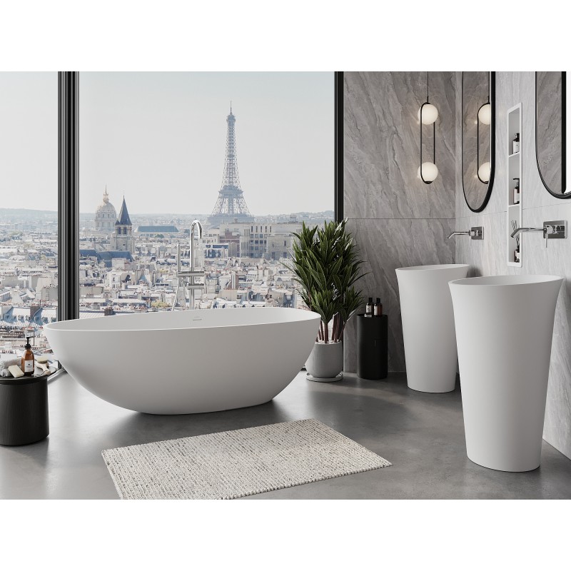 Mexen Imola freistehende Wanne aus Konglomerat 150 x 77 cm, weiß matt - 57281507600
