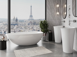 Mexen Imola freistehende Badewanne aus Konglomerat 150 x 77 cm, weiß glänzend - 57281507610