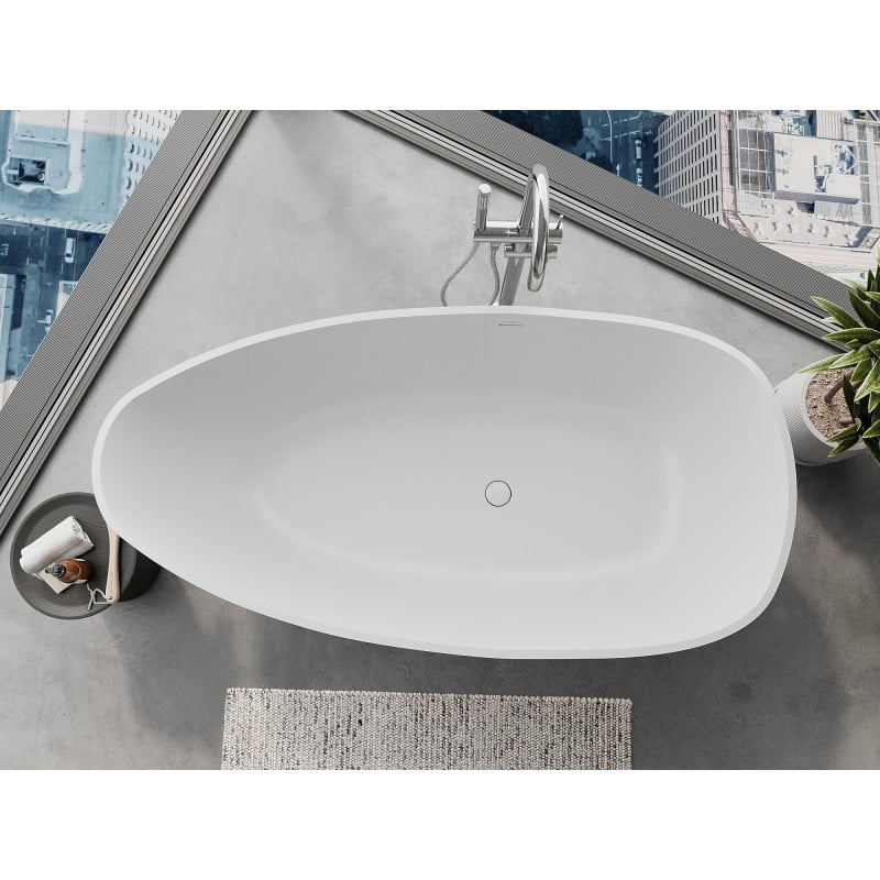 Mexen Imola freistehende Wanne aus Konglomerat 160 x 81 cm, weiße Matt - 57281608000