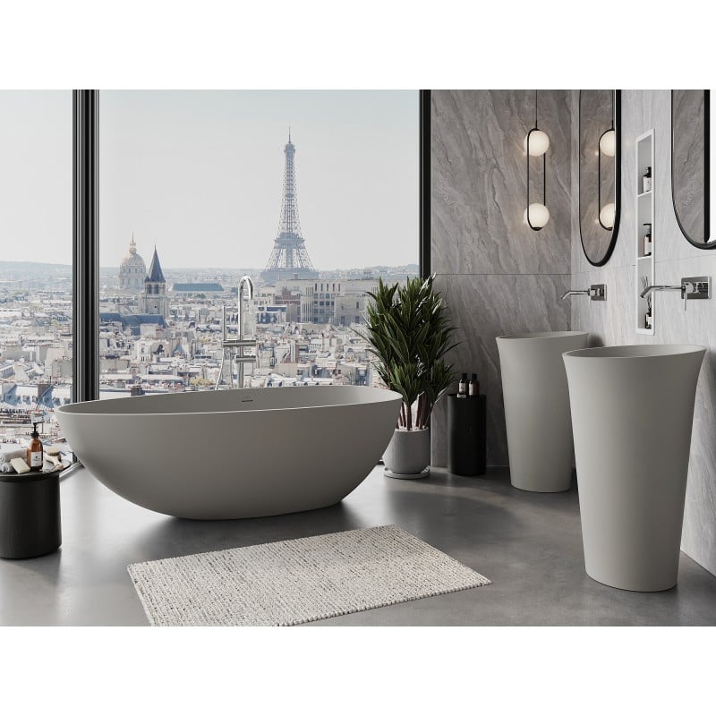 Mexen Imola freistehende Badewanne aus Konglomerat 160 x 81 cm, Beton matt - 57281608061